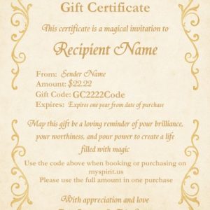 My Spirit Gift Certificate Sample